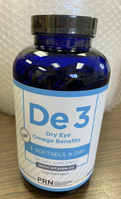 PRN De3 Dry Eye Omega Benefits Dietary Supplement with Vitamin D3 - 270 Softgels