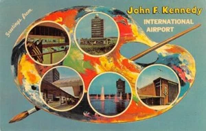 John F. Kennedy International Airport NYC Art Palette JFK 1964 Vintage Postcard - Picture 1 of 2