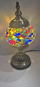 Turkish Table Lamp Metal Base ~ Night Light w/ Authentic Moroccan Mosaic Design - Picture 1 of 10