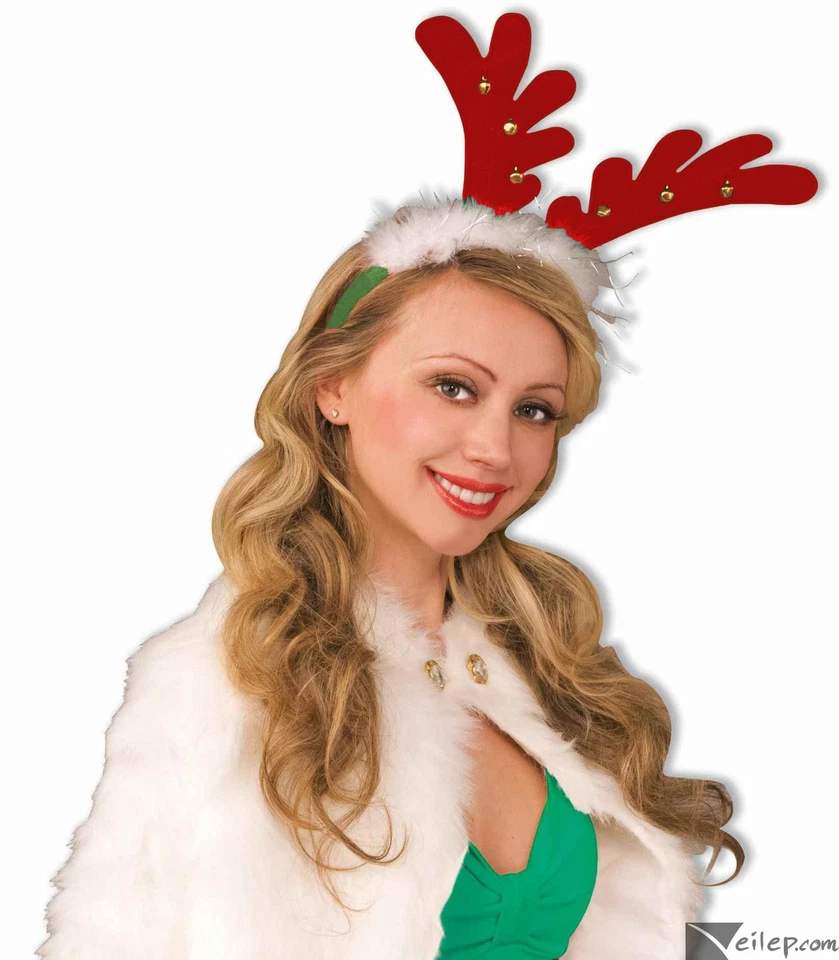 Forum Christmas Reindeer Antler Jingle Bell Elf Headband, Red Green, One-Size 7" - Image 1 of 1