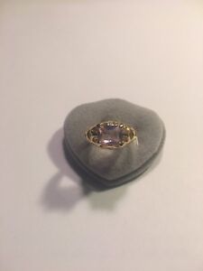 Trendy Pink Sapphire Topaz Luxury yellow Rhodium Plated Cut Ring Size 8.5-R1339