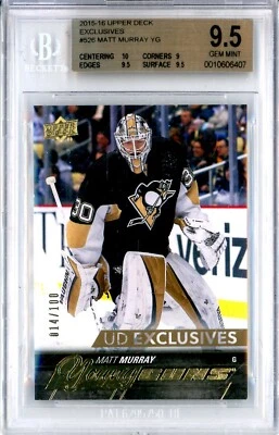 2015-16 Upper Deck Young Guns Exclusives Matt Murray RC /100 - BGS 9.5 LEAFS - Image 1 of 2