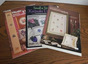 DREI Vintage Kreuzstich & Nadelspitze Blumenmuster Bücher - Bild 1 von 10