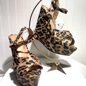 NEW Xhilaration Animal Print Cheetah Platform Wedge Pumps~Sz 7.5~Target/Boho/Hip - Picture 1 of 8