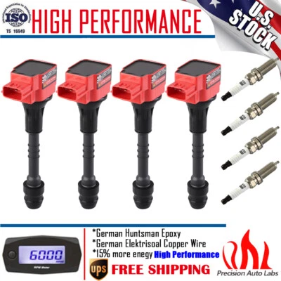 Paquete de 4 bobinas de encendido y bujías para Nissan Sentra Almera 2002-2006 UF351 C1397 Foto 1 de 4