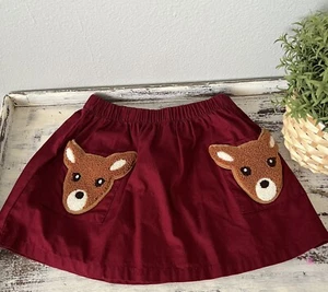 Osh Kosh Genuine Kids Girls Size 4T Reindeer Skirt burgundy Pockets EVC - Picture 1 of 7