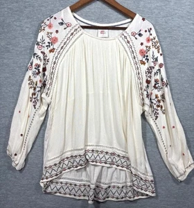 Knox Rose Womens XL Top Embroidered Boho Peasant - Picture 1 of 7
