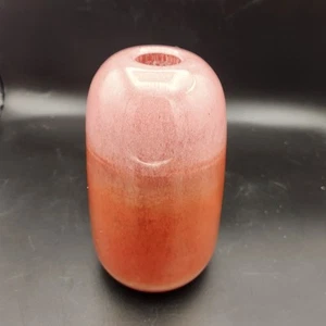 Anthropologie Soren Vase Glass Pink Coral Glossy Lustered Ombre 7" - Picture 1 of 7