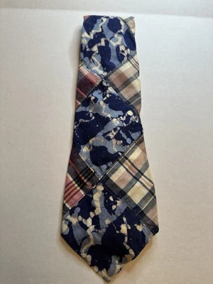 Corbata vintage años 70 Bill Blass retazos para hombre azul rojo tie dye naranja blanco Foto 1 de 4