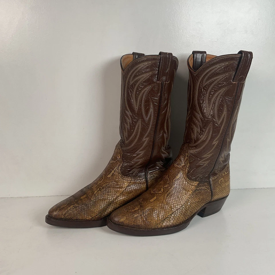 Botas de Vaquero De Colección Nocona Boa Piel de Serpiente 8 D Corte Frontal Foto 1 de 4