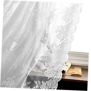 Lace Curtains 72 Inch Length - Country Floral 52"W x 72"L (Pack of 2) White - Picture 1 of 7