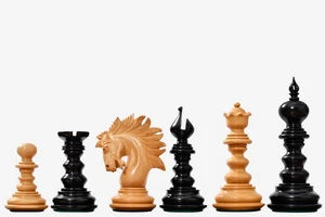 The St. Petersburg Luxury Artisan Series Chess Pieces in Ebony / Boxwood - 4.3" - Picture 1 of 9