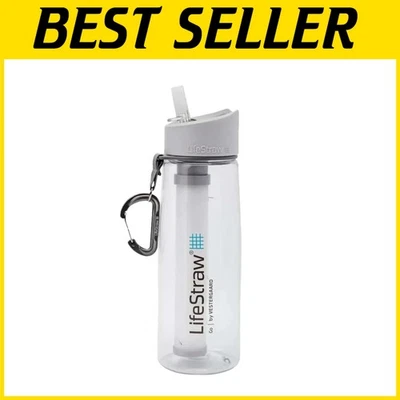 Botella de filtro de agua transparente duradera con pajita integrada para entusiastas del aire libre Foto 1 de 4