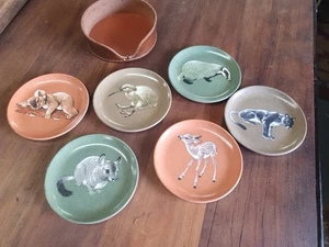 Vintage MCM Coasters Ornamin Praesidium melamine 6 animal Designs koala badger - Picture 1 of 6