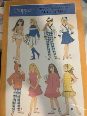 Vintage 1965 Skipper 9" Doll Clothes Pattern Reproduction McCall's 7841 - Image 1 of 4