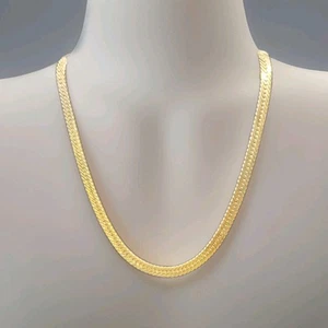 Vintage GIVENCHY Signed Double-GG Necklace Herringbone Chain Goldtone 21" France - Picture 1 of 17