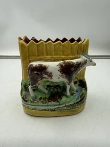 Super Rare Antique Staffordshire Majolica porcelain early cow vase - Picture 1 of 6