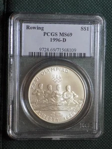 1996-D Rowing Commemorative Silver Dollar - PCGS MS69 - Brilliant Unc - Picture 1 of 2