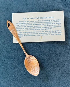 Sterling Silver Demitasse Souvenir Spoon Vintage  Evangeline Louisiana Oak Tree - Picture 1 of 6