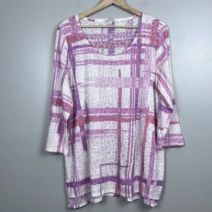 Orvis Women's Abstract Geometric 3/4 Sleeve Sheer Tunic Size L; Lightweight - Picture 1 of 13