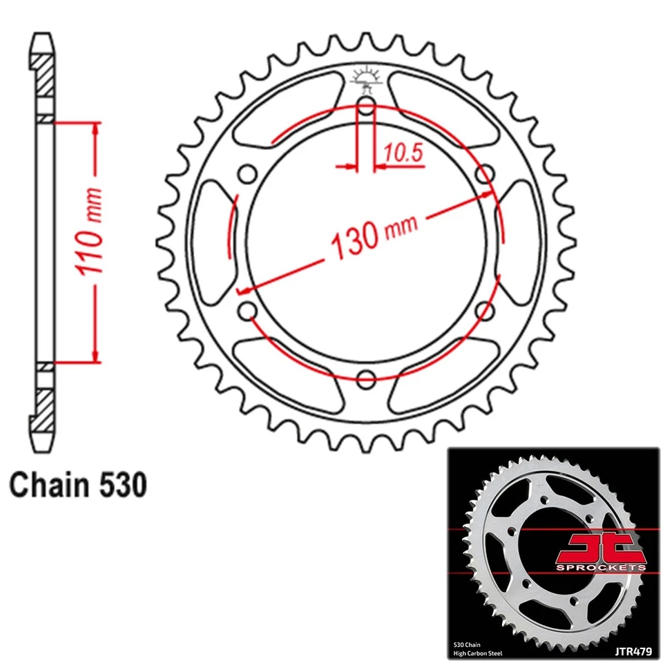 Piñones JT Piñón Trasero Acero Paso 530 41 Dientes Yamaha YZF-R1 (1998-2012) Foto 1 de 2