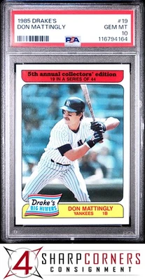 Drake's #19 1985 Don Mattingly Yankees PSA 10 Foto 1 de 3