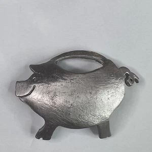 Ultra Craft Piggy Bank Brooch Pig Silver Tone Vintage Pin Lapel Hat Pin #37 - Picture 1 of 3