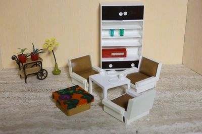 Puppenstuben Möbel Wohnzimmer Möbel Puppenhaus Puppenmöbel DDR Vero - Bild 1 von 3