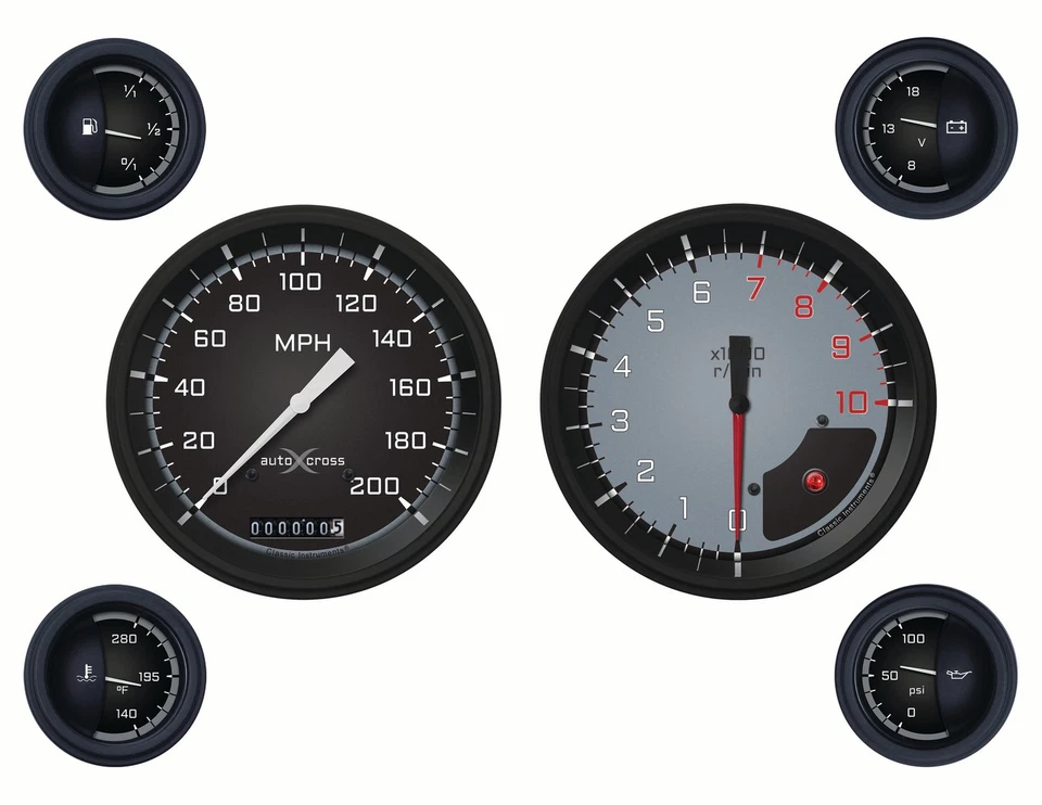Classic Instruments AX51GBLF AutoCross Gray 6 Gauge Set - Image 1 of 2