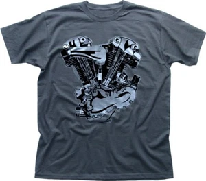 V-Twin Motorcycle engine Harley Indian GREY t-shirt 0209 - Picture 1 of 2