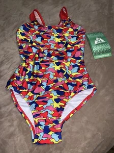 Urban Outdoor Red Multicolor One Piece Child sz 5 Bathing Swim Suit - Picture 1 of 4
