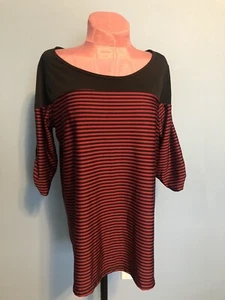 Espresso Clothing Damen Bluse schwarz weinrot Streifen Gr. Lg - Bild 1 von 5