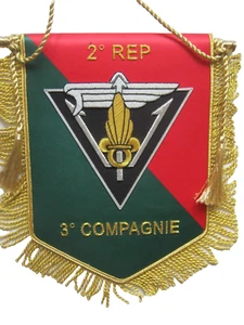 FANION (CANNETILLE) DES PARACHUTISTES LEGION ETRANGERE 2° REP 3° COMPAGNIE - Picture 1 of 2