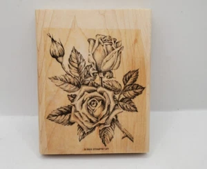 Stampin' Up Stipple Rose 2002 Rubber Stamp Wood Mount Flowers (C-1) - Picture 1 of 4