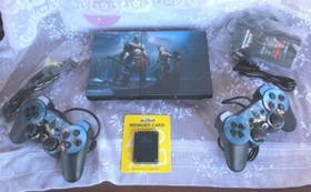 SONY PLAYSTATION 2 PS2 SLIM VINYL SKIN CONSOLE LOT BUNDLE WITH 6 GAMES