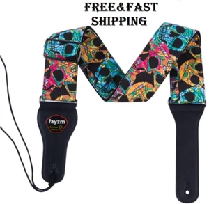 Gitarre/Bassgurt/Gürtel 2,5" breit hält Plektren Baumwolle Totenkopf 38"-60" verstellbar Erwachsene - Bild 1 von 6