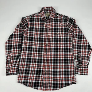 Blue Mountain Flannel Shirt Mens S Button Up Long Sleeve Plaid Red Grunge Camp - Picture 1 of 5
