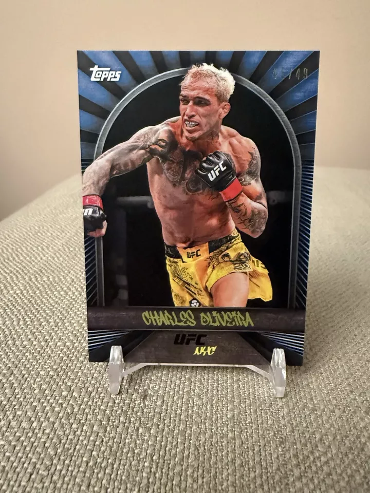 2024 TOPPS UFC NYC Trading Card Charles Oliveira Blue Parallel #45/49 - Image 1 of 2
