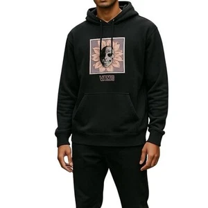 Vans Sudadera con Capucha Grande Negra Calavera Floral Gráfico Bolsillos Skateboard Surf - Imagen 1 de 10