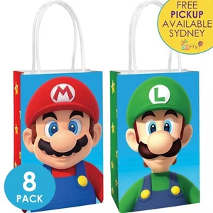 SUPER MARIO PARTY SUPPLIES 8 PAPER GIFT FAVOUR TREAT LOLLY BAGS LUIGI BIRTHDAY - Picture 1 of 1