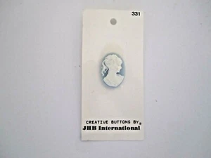 JHB International Blue White Cameo Button Hong Kong 1" #331 - Picture 1 of 2
