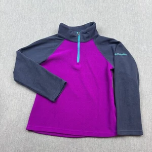 Columbia Sweater Girls Youth Small 7/8 Purple Pullover 1/4 Zip Fleece Mock Neck - Picture 1 of 10