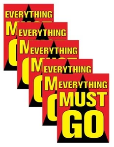 Everything Must Go | Letrero de exhibición de ventana al por menor | 18" W x 24" H | Paquete de 5 - Imagen 1 de 5