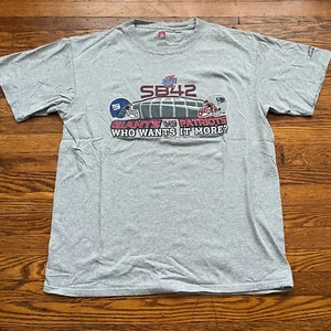 Super Bowl 42 NFL T-Shirt Herren Large grau 2008 Y2K NY Giants Vs Patriots - Bild 1 von 6