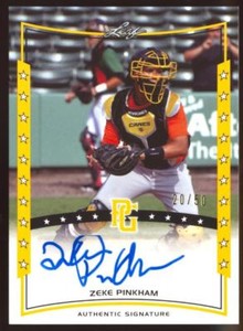 2014 Leaf Perfect Game Showcase Autographs Gold #AZP1 Zeke Pinkham AUTO 20/50