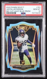 Justin Jefferson 2020 Select Prizm Light Blue Die Cut #161 RC (PSA 10) - Bild 1 von 2