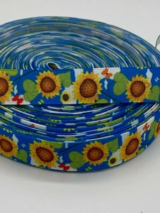 Sun Flower Grosgrain-Ribbon 22mm/7/8" width Print-by-the-Metre - Picture 1 of 2
