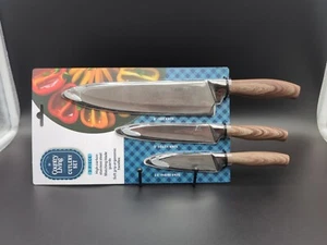 BROOKSTONE 3-TEILIGES ESSENTIAL BESTECKSET MESSER HOLZOPTIK SOFTGRIFF NEU - Bild 1 von 9