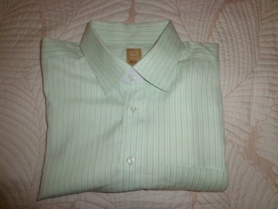 Camisa IKE BEHAR Nueva York Verde Rayas Abotonada Talla 16 1/2 R Foto 1 de 4