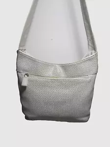 Tignanello  Roomy  Latticed  Pattern White Leather Shoulder Bag  - Leather Lined - Picture 1 of 9